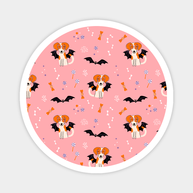 Cute print with a puppy in a bat costume Magnet by DanielK